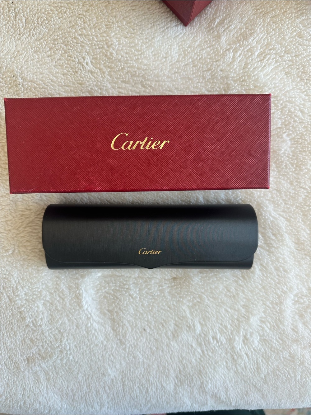 Cartier Black Eyewear Case with Red Logo Box